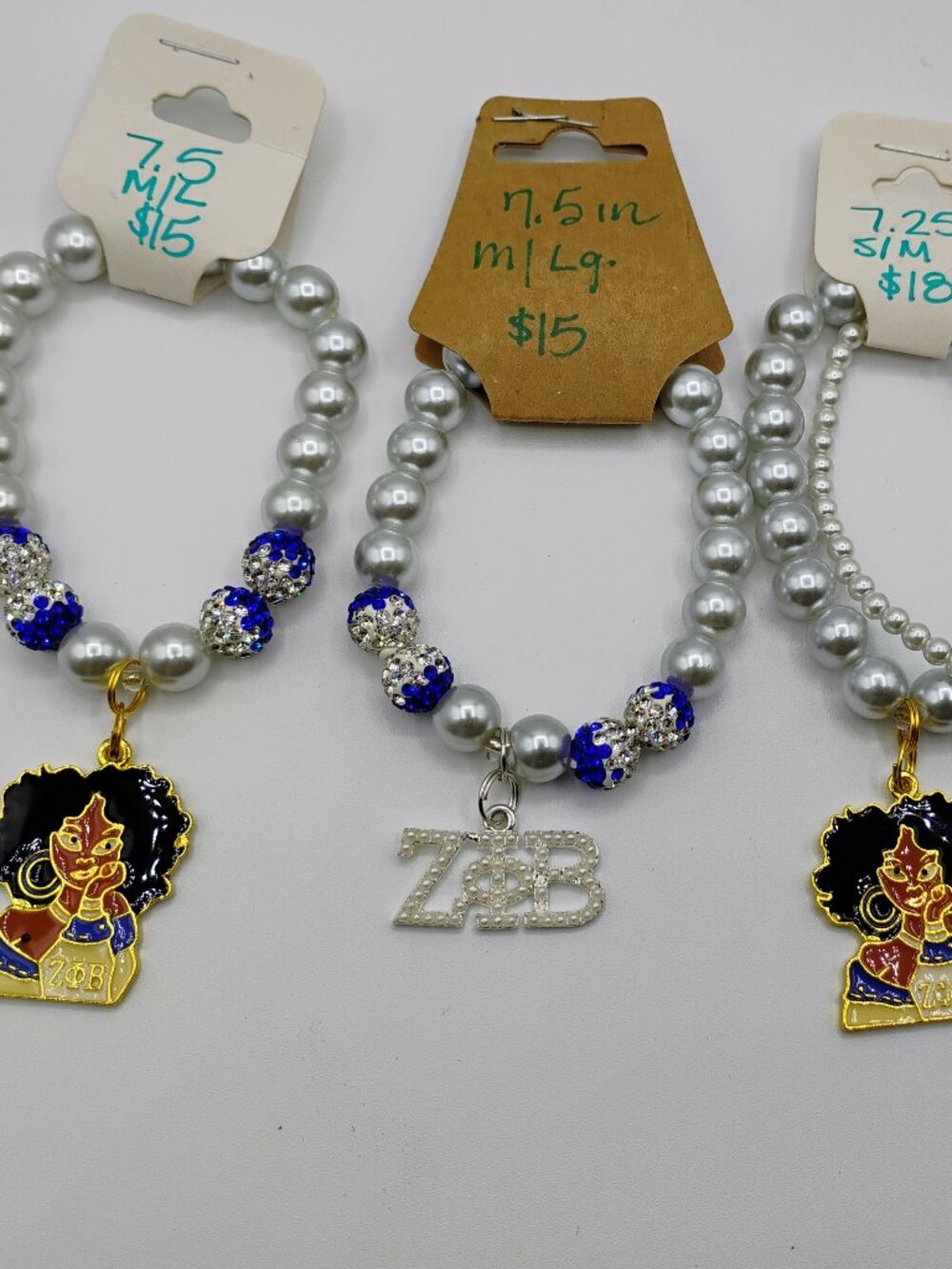Zeta 4 pieces beaded charm bracelet set sizes medium & large